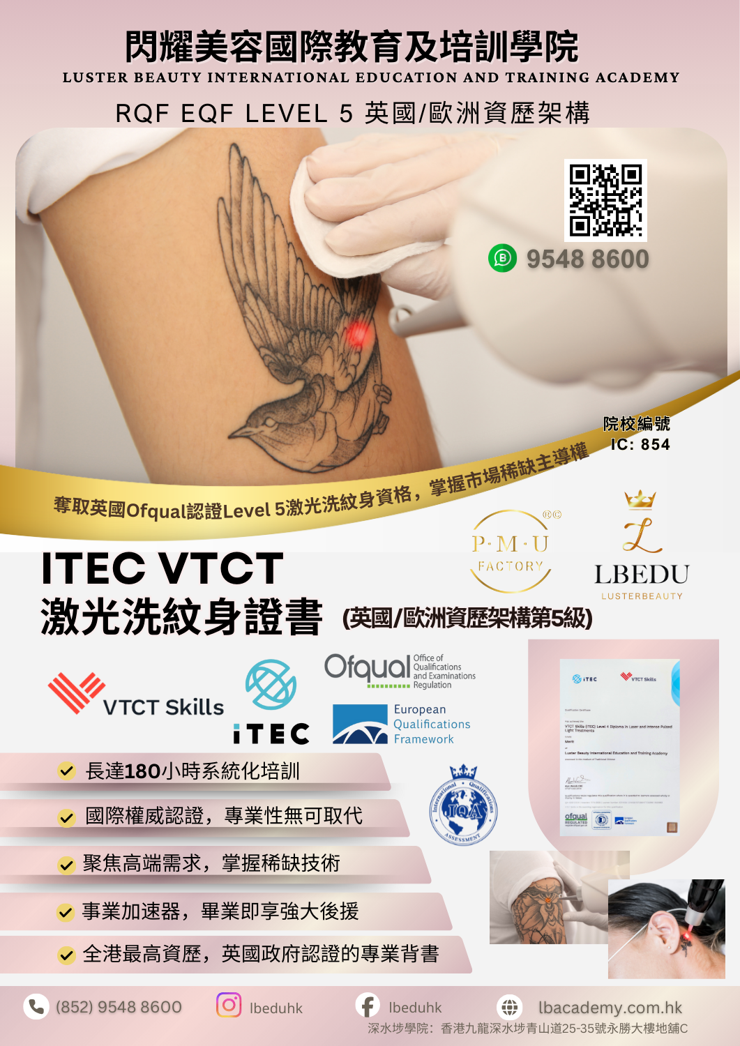 VTCT iTEC激光洗紋身證書課程海報 - 展示Q開關激光技術培訓